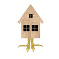 Cottage on chicken legs. Fairytale wooden house art design element, object isolated stock vector illustration Royalty Free Stock Photo